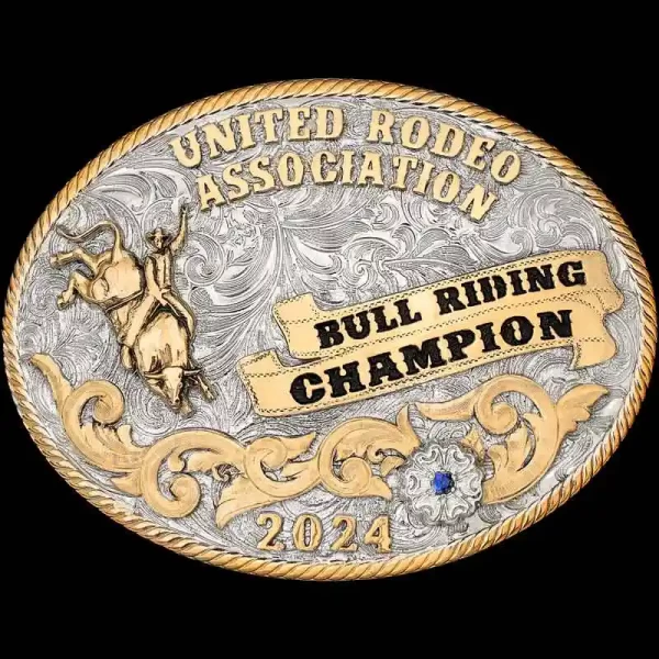 "A Traditional Cowboy-Style Buckle if you've ever seen one! Our Boulder Belt Buckle is crafted on a German Silver base with a natural finish. It's detailed with a traditional rope edge and Jeweler's Bronze scroll work. This beautiful buckle also feat